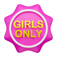 3d rendering girls only text label icon