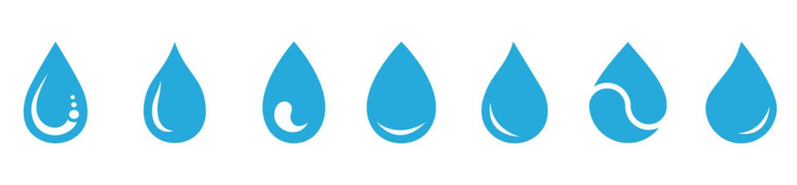Water drop icon. Abstract fresh waterdrops symbol. Water drop Logo Template, Stock vector illustration...