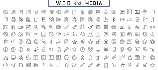 Web icon collection. Basic web icons.Web and mobile icon. Chat, support, message, phone. Stock vector illustration.
