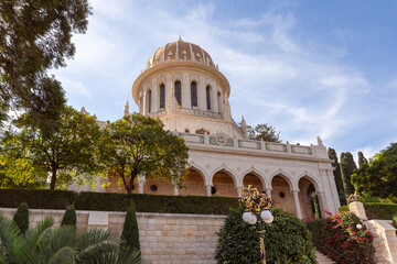 The fasade of the Shrine in the Bahai Garden, located on Mount Carmel in the city of Haifa, in...