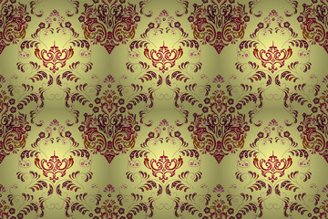 Seamless pattern with interesting doodles on colorfil background. Pano. Raster illustration.