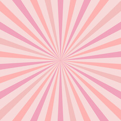 Ray burst concentric stripes vector background. Girlish romantic sunburst surface design. Pastel Pink aesthetic radial rays backdrop.