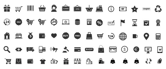 Finance icons. Business Icons, money signs. Money silhouette collection. Wallet with cards icon. Coins silhouette icon. Growth chart.
