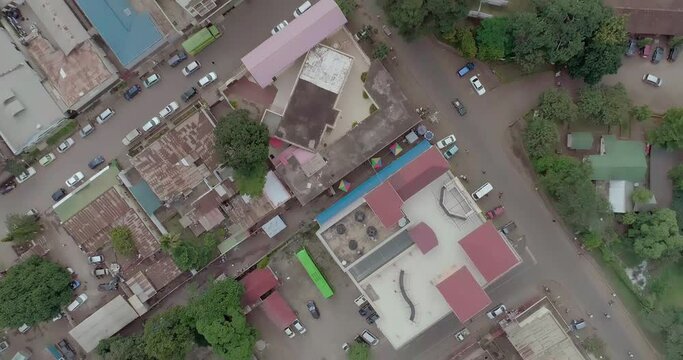 Streets of Moshi town seen from above
