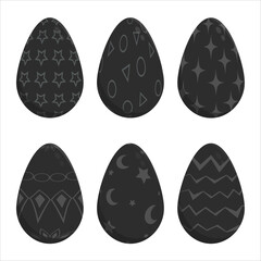 Easter eggs set. Decorated eggs. Color vector illustrations. 