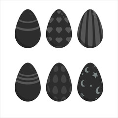 Easter eggs set. Decorated eggs. Color vector illustrations. 