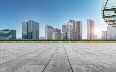 Fototapeta premium Road ground and urban architectural landscape