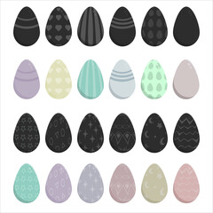 Easter eggs set. Decorated eggs. Color illustrations
