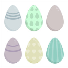 Easter eggs set. Decorated eggs. Color illustrations