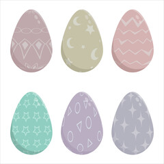 Easter eggs set. Decorated eggs. Color illustrations
