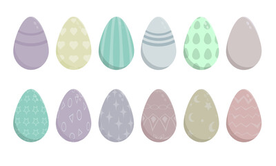 Easter eggs set. Decorated eggs. Color illustrations