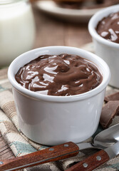 Creamy chocolate pudding in a cup