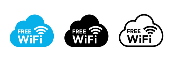 電波とWiFiの雲形アイコンセット