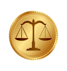 simple classic justice balance scales gold coin