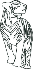 Continuous drawing of the tiger line. The symbol of the Chinese new year 2022 according to the Eastern horoscope. Vector illustration with a minimalistic design.