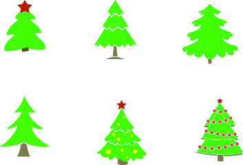 set of Christmas trees for the New Year vector image
