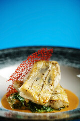 zander with spinach and sauce