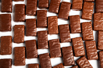 Assortment of delicious chocolate candies background. Chocolate candy isolated 
