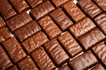 Assortment of delicious chocolate candies background. Chocolate candy isolated 