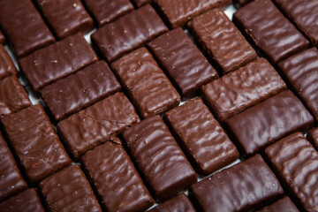 Assortment of delicious chocolate candies background. Chocolate candy isolated 