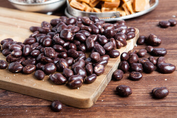 Assortment of delicious chocolate candies background. Chocolate candy isolated 