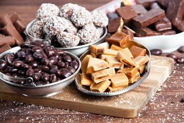 Dessert marmalade in the form of lemon and orange slices. The sweetness of jelly candy.