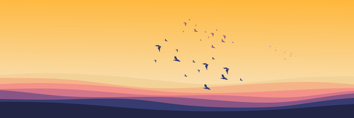 landscape flat design vector illustration good for web banner, blog banner, wallpaper, background template, adventure design, tourism poster design, backdrop design
