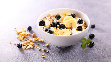 bowl of muesli and fruits