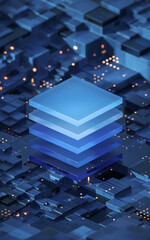 Circuit and materials, science and technology, 3d rendering.