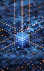 Circuit and materials, science and technology, 3d rendering.