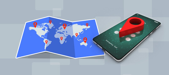 3d illustration mobile GPS navigation concept
