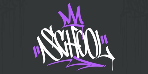 Obraz premium Abstract Handwritten Hip Hop Street Art Graffiti Style Word School Calligraphy Vector Illustration Art