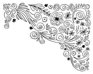 Swirl floral frame for concept design and photo frame.Doodle Design Elements Hand Drawn Vector Illustration