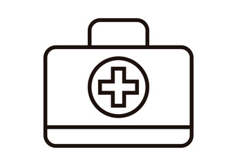 Icono negro de botiquín de primeros auxilios. 