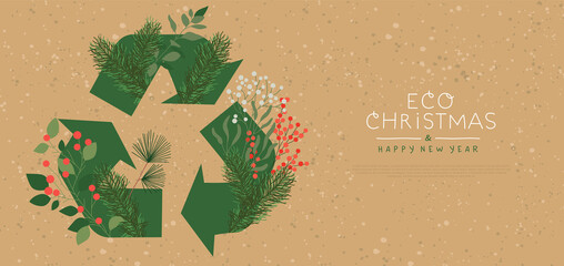 Merry Eco Christmas recycle nature web template