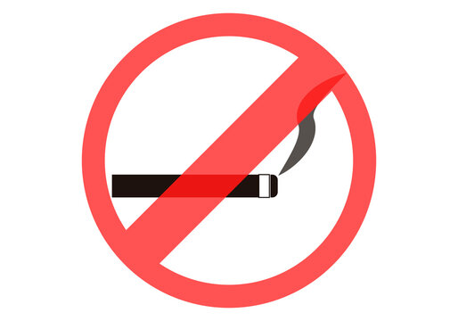 Icono de prohibido fumar en fondo blanco.