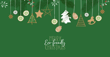 Merry Eco Christmas green recycled ornament card
