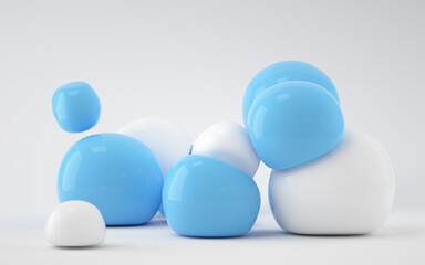 Bouncy and abstract balls, 3d rendering.