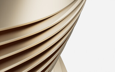 Abstract metal curves with white background, 3d rendering.