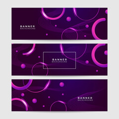 Modern abstract pink purple wide web banner background with circles. Vector abstract graphic design banner pattern background template.