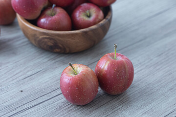 mini red apple isolated on white background.