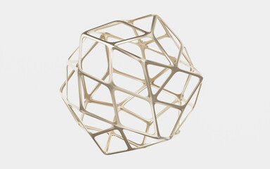 Obraz premium Abstract metal frame with white background, 3d rendering.