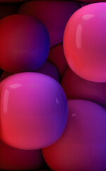 Soft balls, geometrical concept, 3d rendering.
