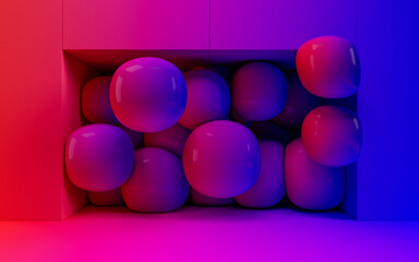 Soft balls, geometrical concept, 3d rendering.