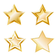 Obraz premium Set of gold stars isolated on white background