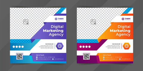 Digital Marketing Agency sale social media post or square web banner advertising template