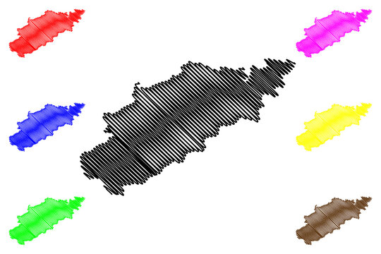 Dholpur district (Rajasthan State, Republic of India) map vector illustration, scribble sketch Dholpur map