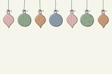 Christmas background with hanging balls and copyspace. Vector