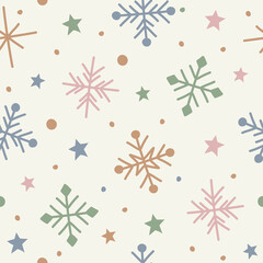 Christmas pattern with snowflakes. Xmas wrapping paper concept. Vector