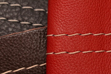 genuine leather texture with decorative seam